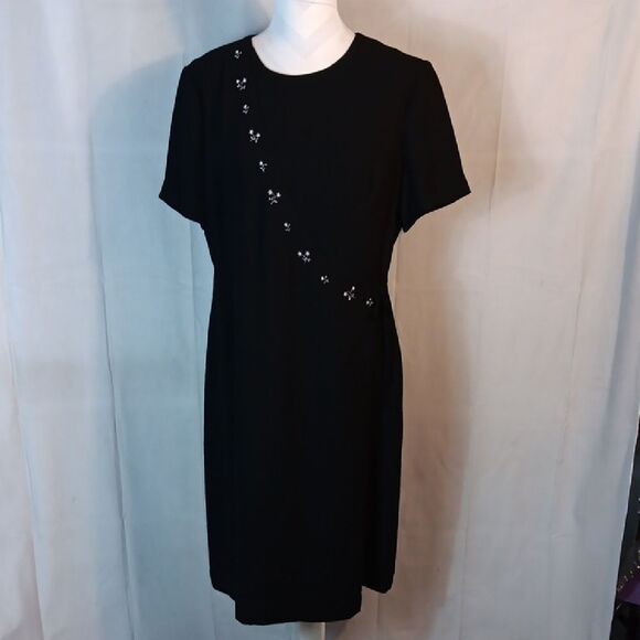 Liz Claiborne Embroidered Beaded Faux Wrap Dress - Picture 1 of 8